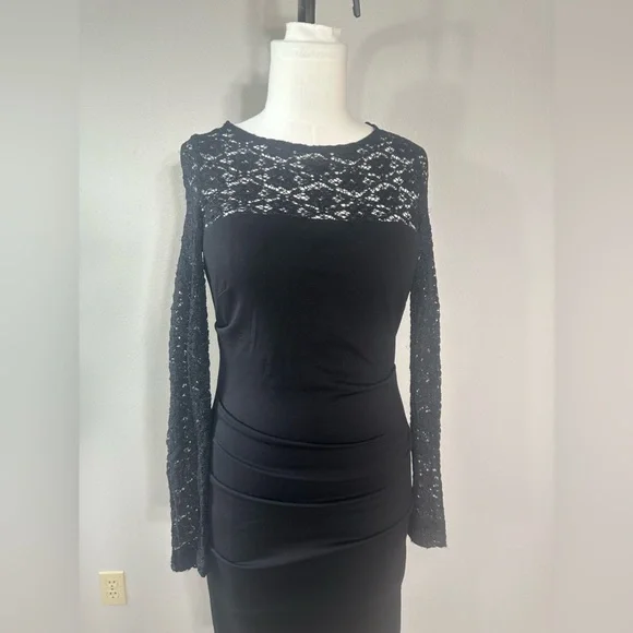 Nicole Miller Dress Size L Women's Black Casual Lace Stretch Party Weddi…